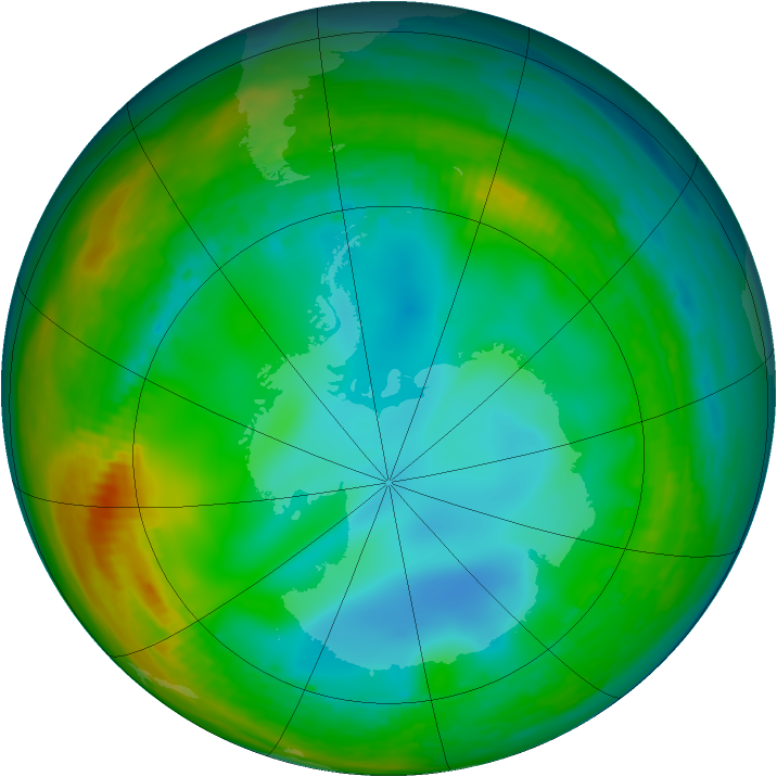 Antarctic ozone map for 06 July 1982
